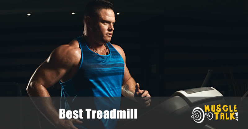 muscular man running on a treadmill